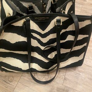 Viola Castellani Black & Cream Zebra-Print Tote